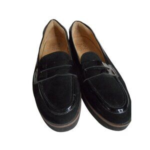Naturalizer ZOREN Womens Black Penny Loafers Microfiber/Patent Wedge Sz 9M